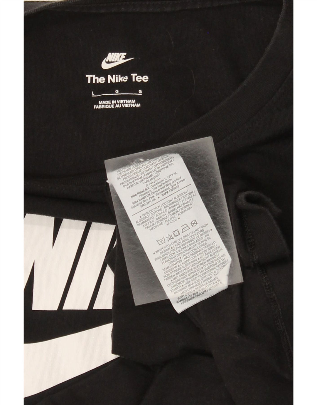 Nike Dame Grafisk Top Langærmet UK 16 Stor Sort Bomuld