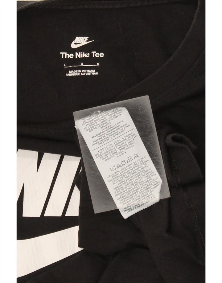 Nike Dame Grafisk Top Langærmet UK 16 Stor Sort Bomuld
