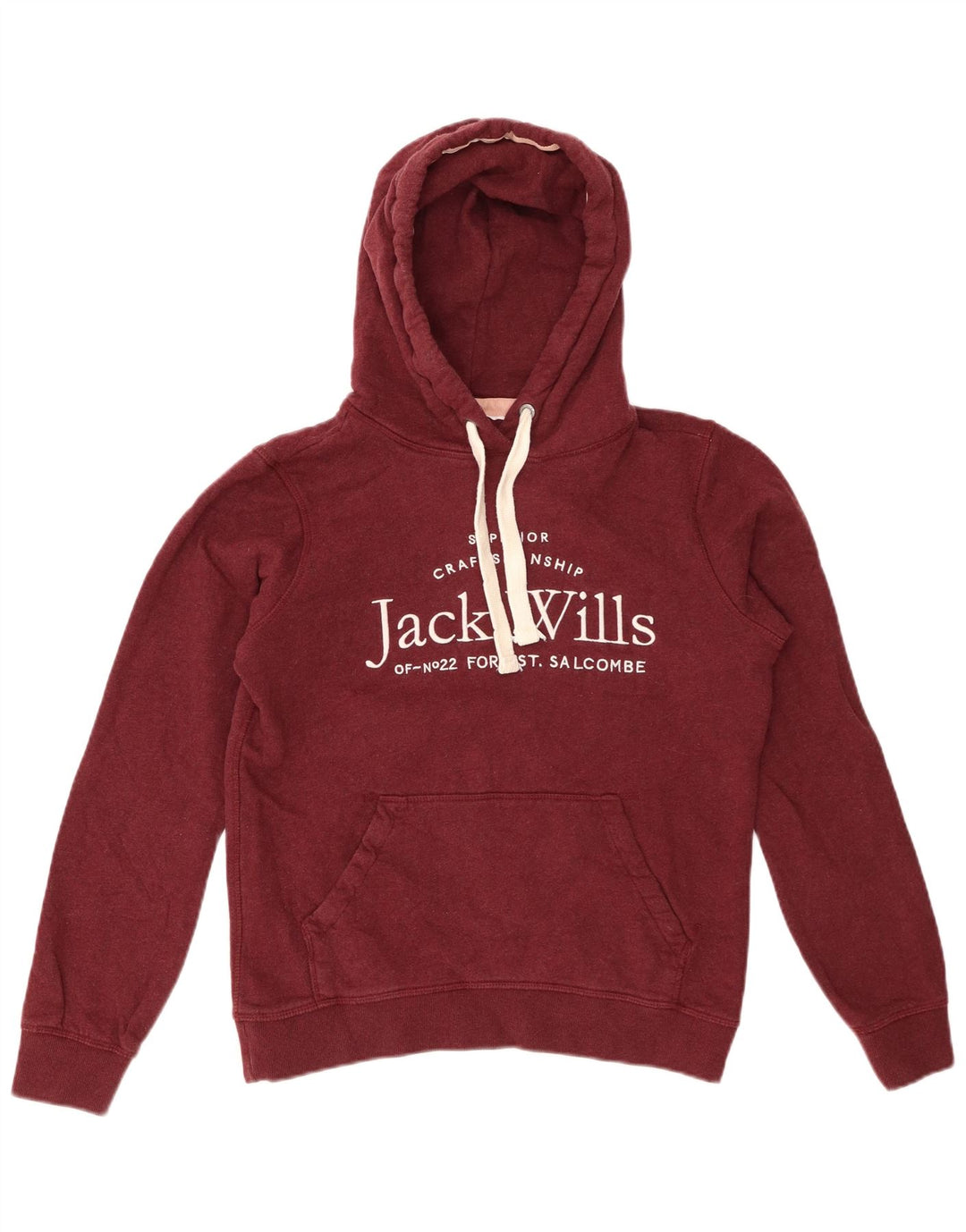 Jack Wills Grafisk hættetrøje til kvinder UK 8 Lille Bourgogne bomuld