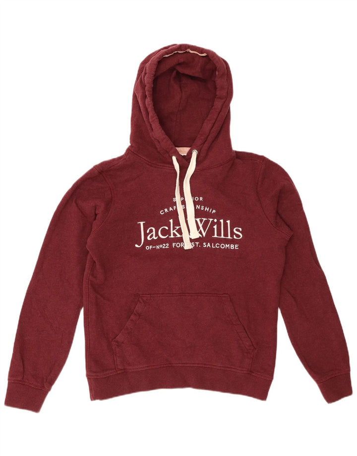 Jack Wills Grafisk hættetrøje til kvinder UK 8 Lille Bourgogne bomuld
