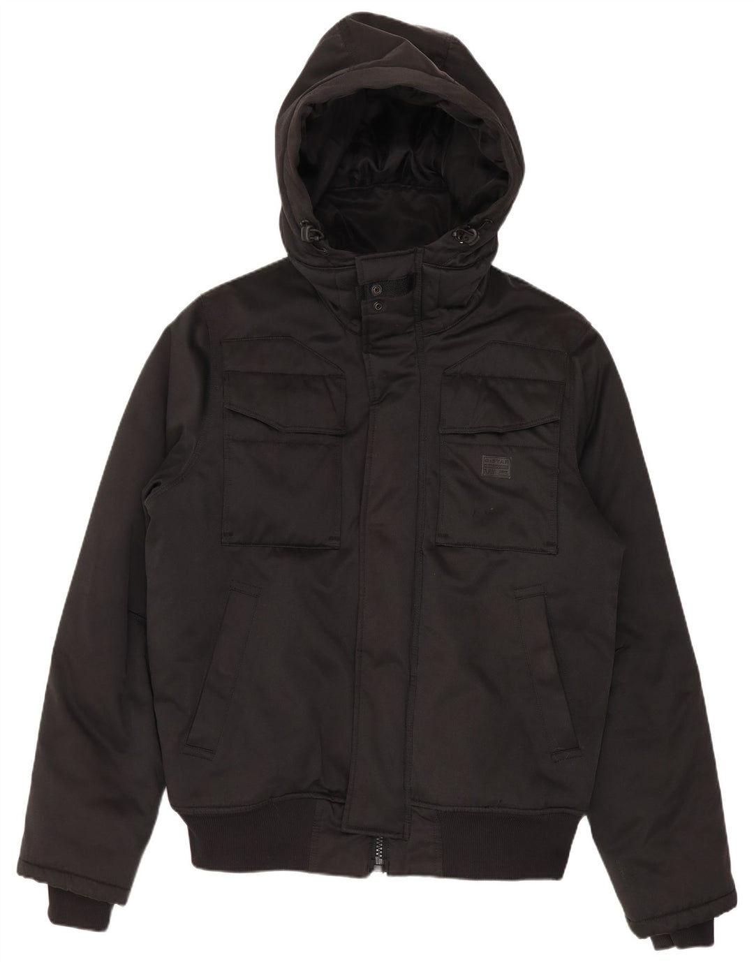 G-Star Herre Hooded Bomber Windbreaker Jacket UK 38 Medium Sort Bomuld