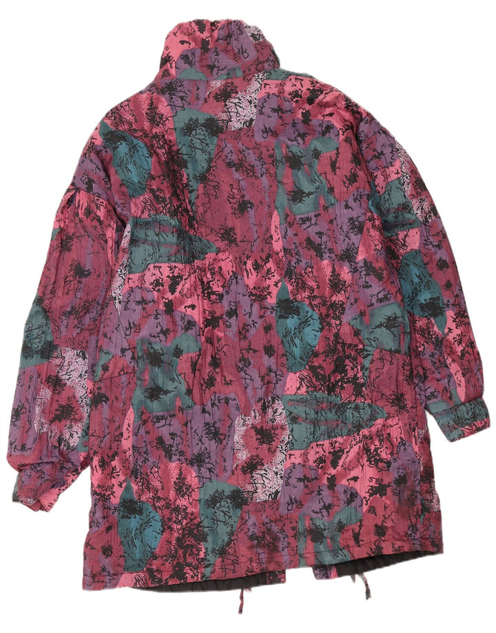 VINTAGE Womens Abstract Pattern Windbreaker Coat EU 44 XL Multicoloured