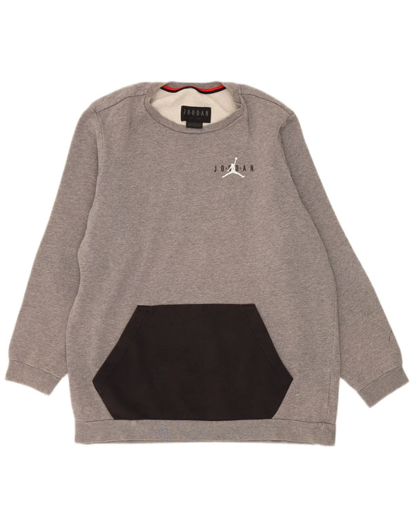 Jordan Herre Grafisk Sweatshirt Jumper Stor Grå Colourblock Bomuld