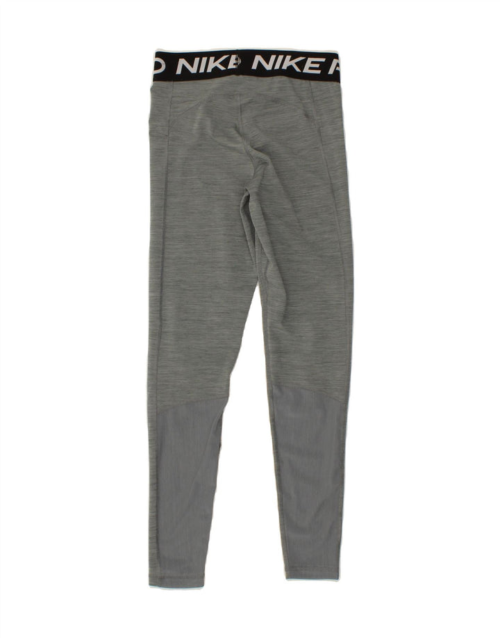 NIKE Womens Dri Fit Graphic Leggings UK 10 Small  Grey Flecked Polyester Vintage Nike and Second-Hand Nike from Messina Hembry 