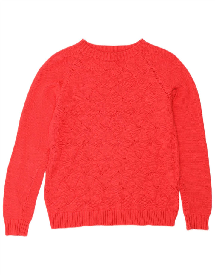 LANDS END Womens Petite Crew Neck Jumper Sweater UK 12 Medium Red Bomuld