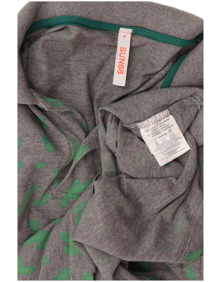 Sun68 Herre abstrakt mønster poloshirt mellemgrå bomuld