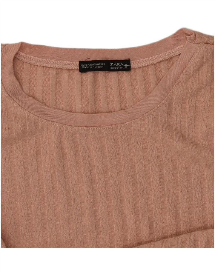 Zara Dame Top Langærmet UK 8 Lille Pink