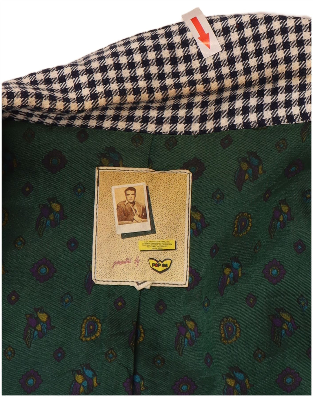 POP 84 Herre 1-knap blazerjakke UK 40 Stor marineblå Gingham Wool