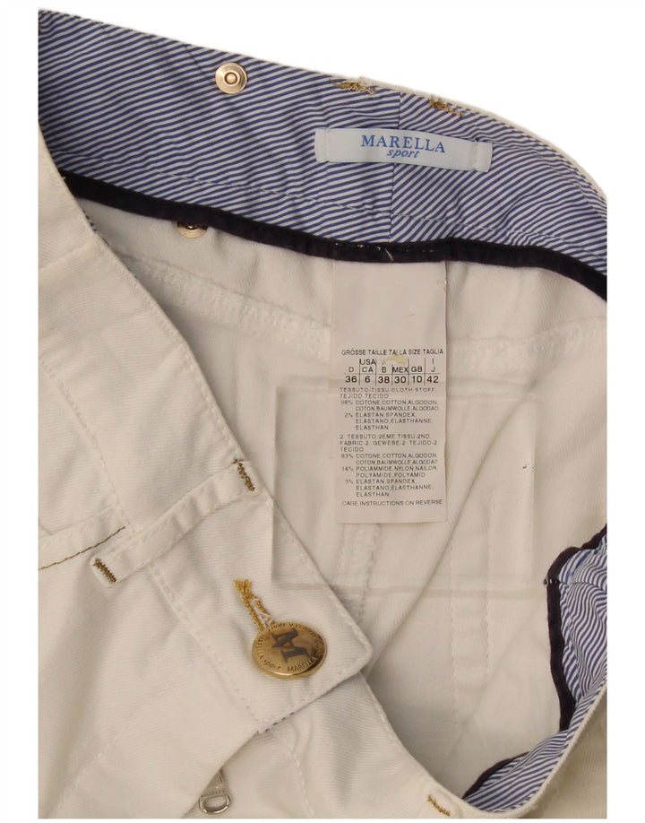 Marella Dame Denim Nederdel UK 10 Small W30 White Bomuld