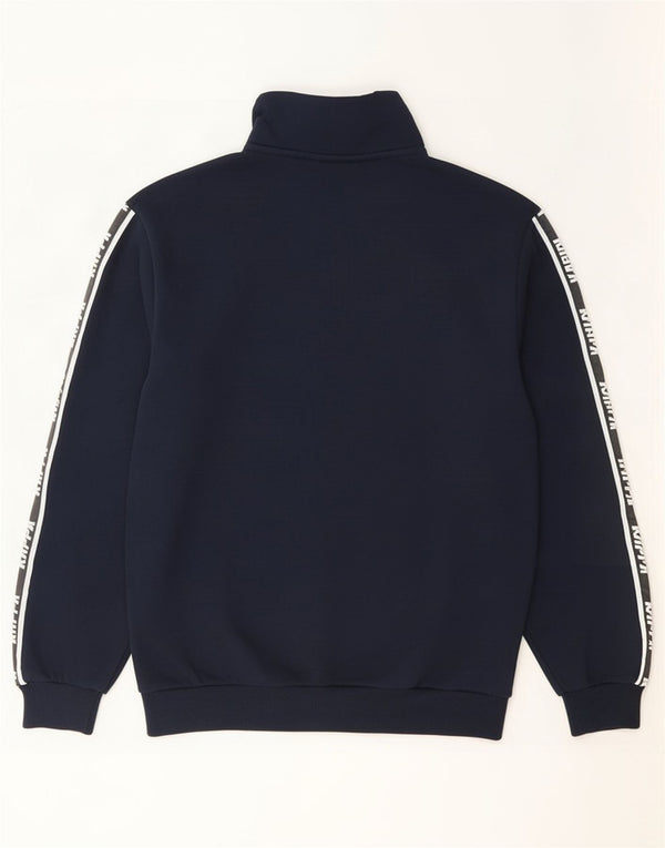 Kappa Herre Grafisk Zip Neck Sweatshirt Jumper Large Navy Blue Bomuld