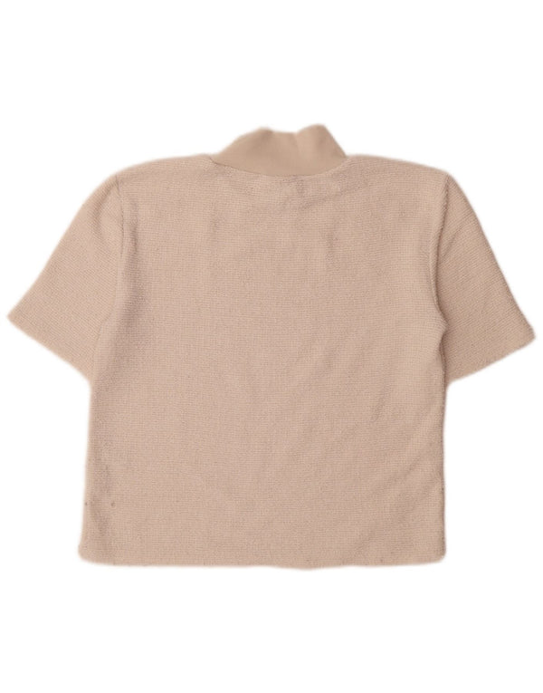 Zara T-Shirt Top UK 12 Medium Off White Polyester