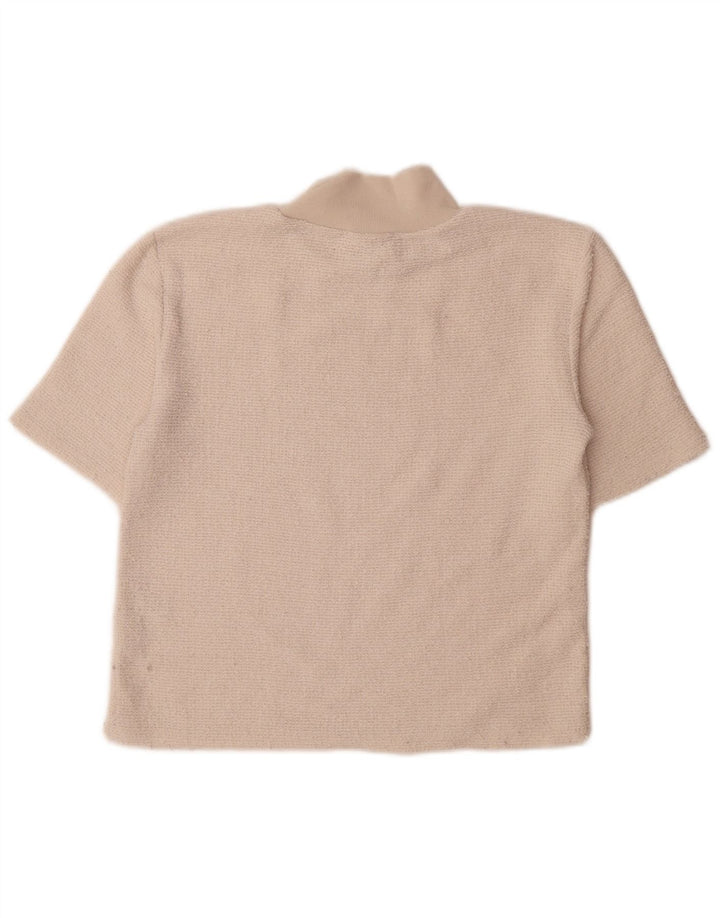 Zara T-Shirt Top UK 12 Medium Off White Polyester
