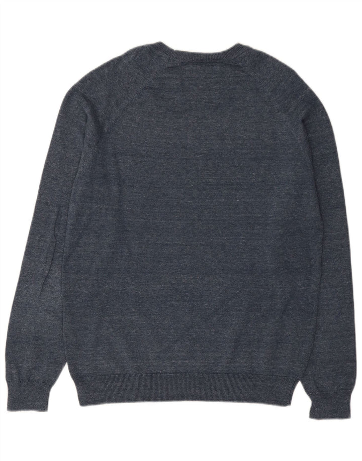 Superdry Sweater med rund hals til mænd, stor, blå flækket bomuld