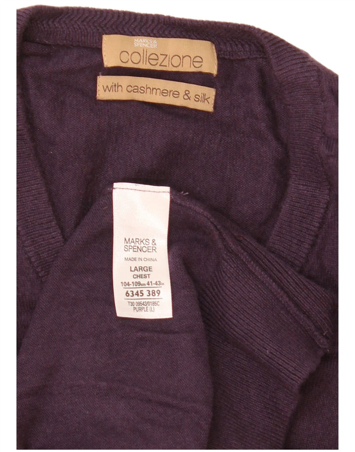 Marks & Spencer Herre V-hals sweater Stor lilla viskose
