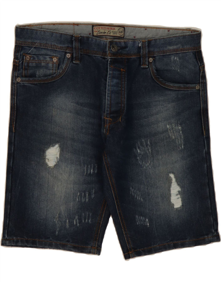 VINTAGE Mens Distressed Denim Shorts IT 48 Medium W34  Blue Cotton Vintage Vintage and Second-Hand Vintage from Messina Hembry 