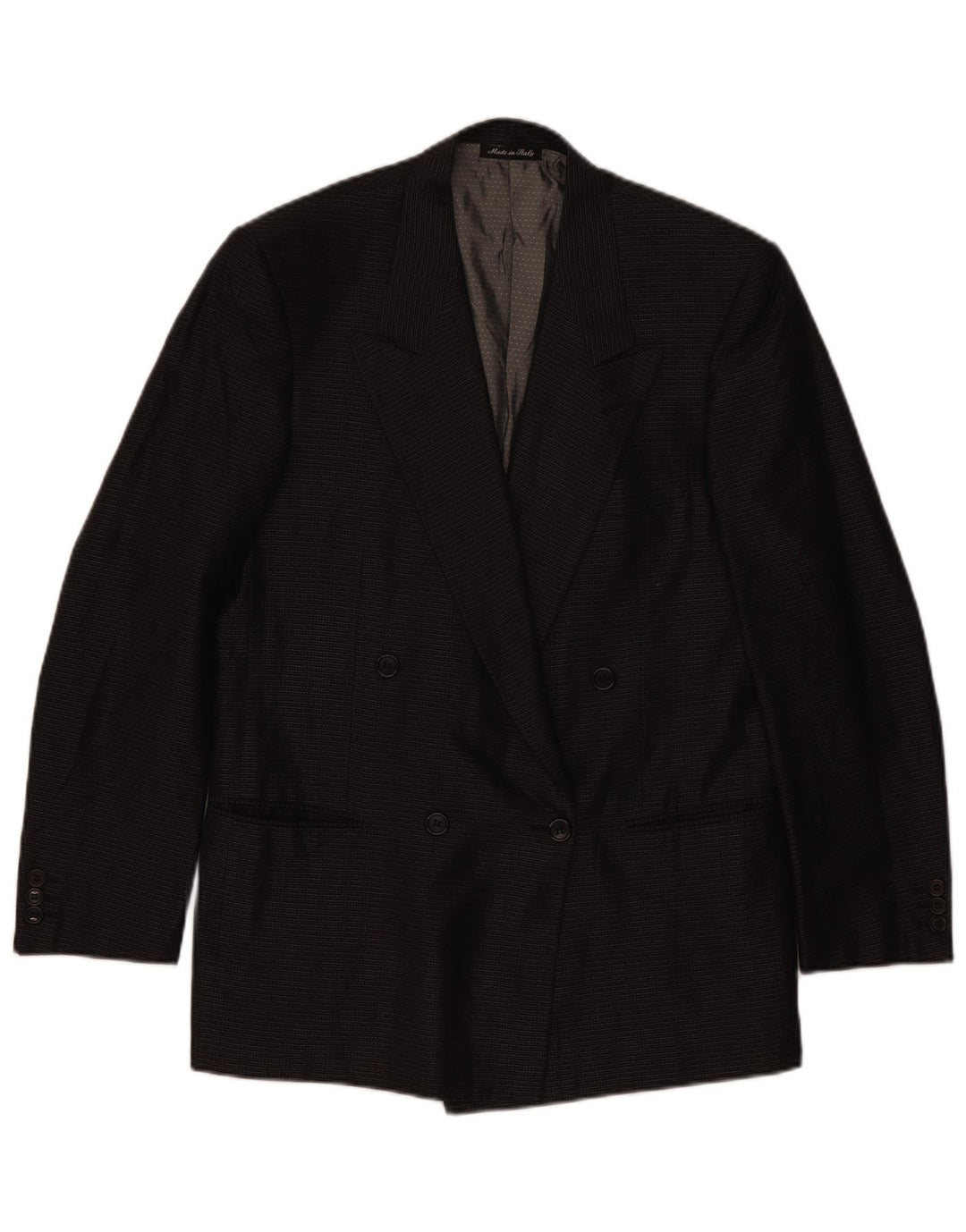 Pal Zileri Herre Double Breasted Blazer Jacket IT 48 Medium Sort Ternet Silke
