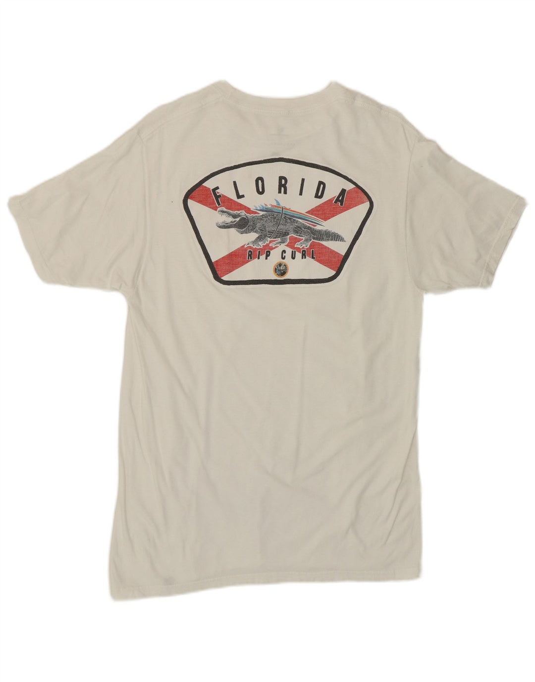Rip Curl Herre Standard Fit Grafisk T-shirt Top Medium Hvid Bomuld