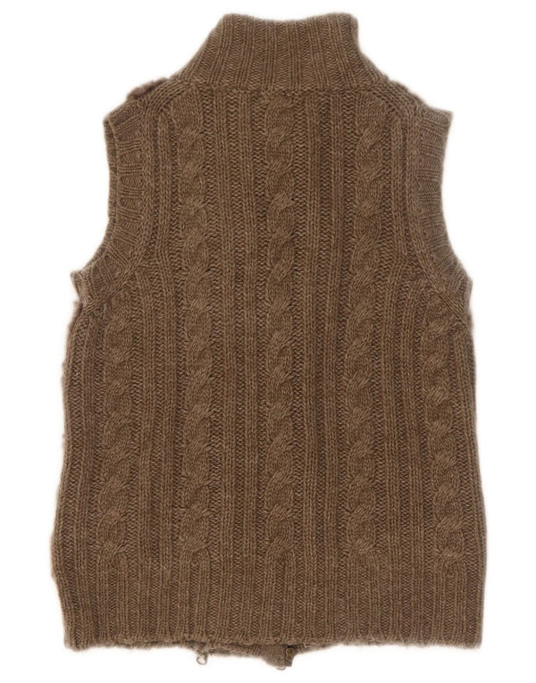 Massimo Dutti Dame Cardigan Sweater UK 12 Medium Khaki Colourblock
