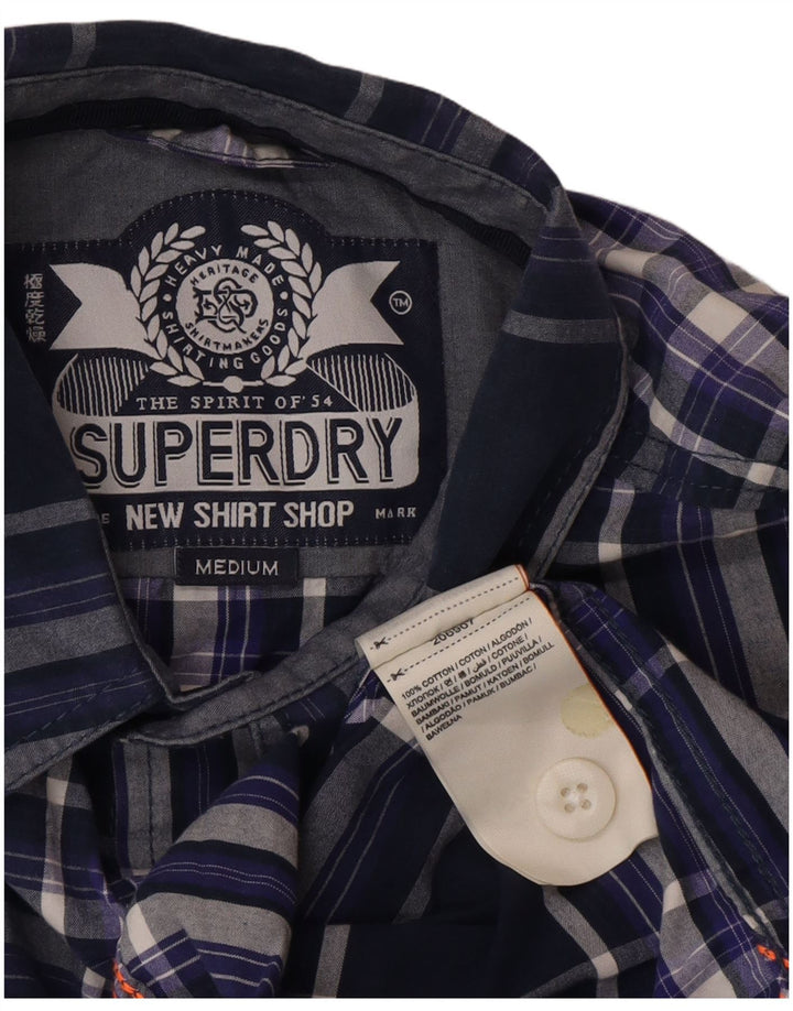 Superdry kortærmet herreskjorte Medium marineblå ternet bomuld