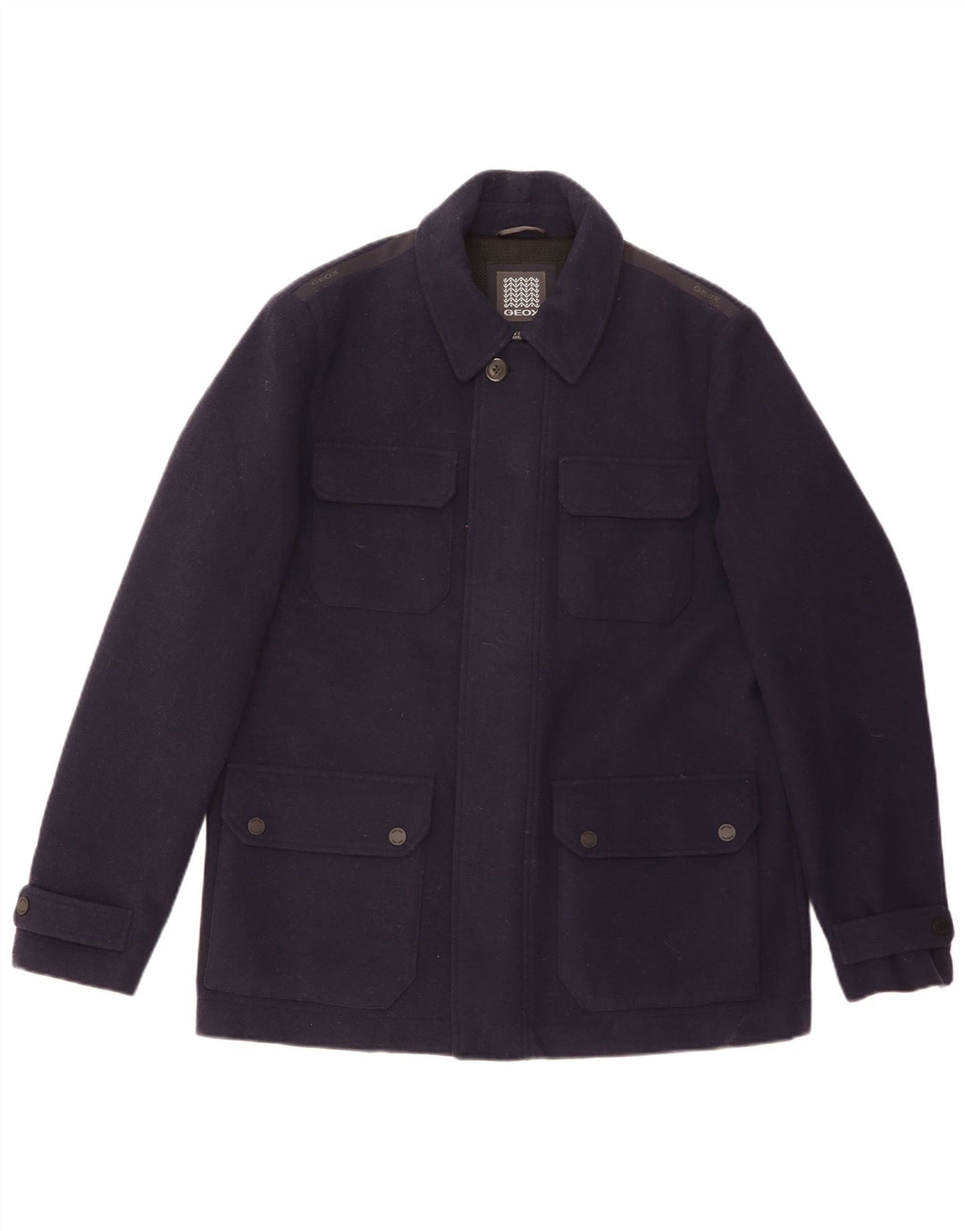 GEOX Herre Respira Utility Jacket UK 42 XL Marineblå Uld