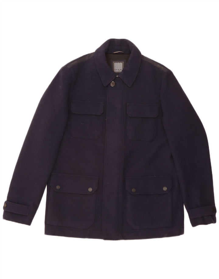 GEOX Herre Respira Utility Jacket UK 42 XL Marineblå Uld