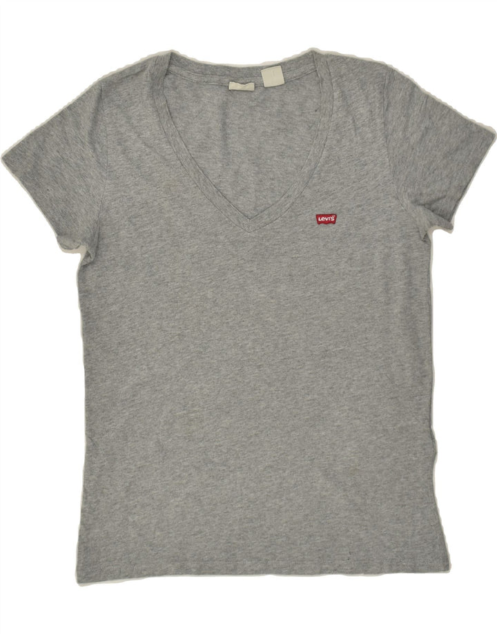 LEVI'S Womens T-Shirt Top UK 10 Small Grey Cotton Vintage Levi's and Second-Hand Levi's from Messina Hembry 