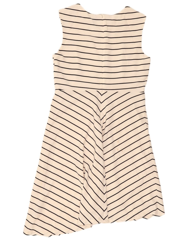 Marks & Spencer Dame Ærmeløs A-Line Kjole UK 16 Stor Beige Stribet