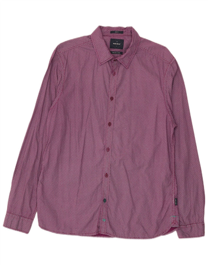 White Stuff Herre Slim Fit skjorte Stor lilla plettet bomuld