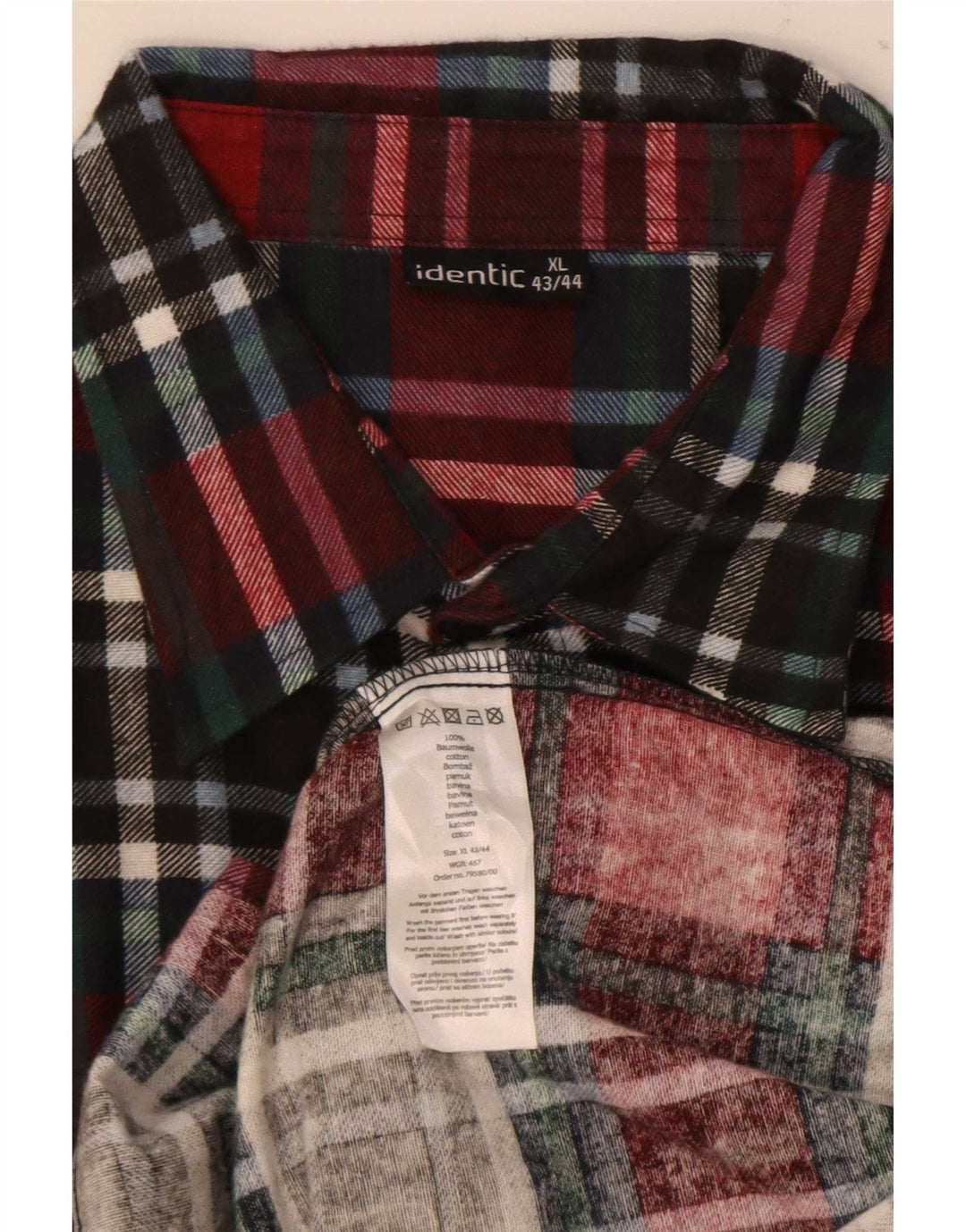 Identisk flannelskjorte til mænd Størrelse 43/44 XL Rød ternet bomuld