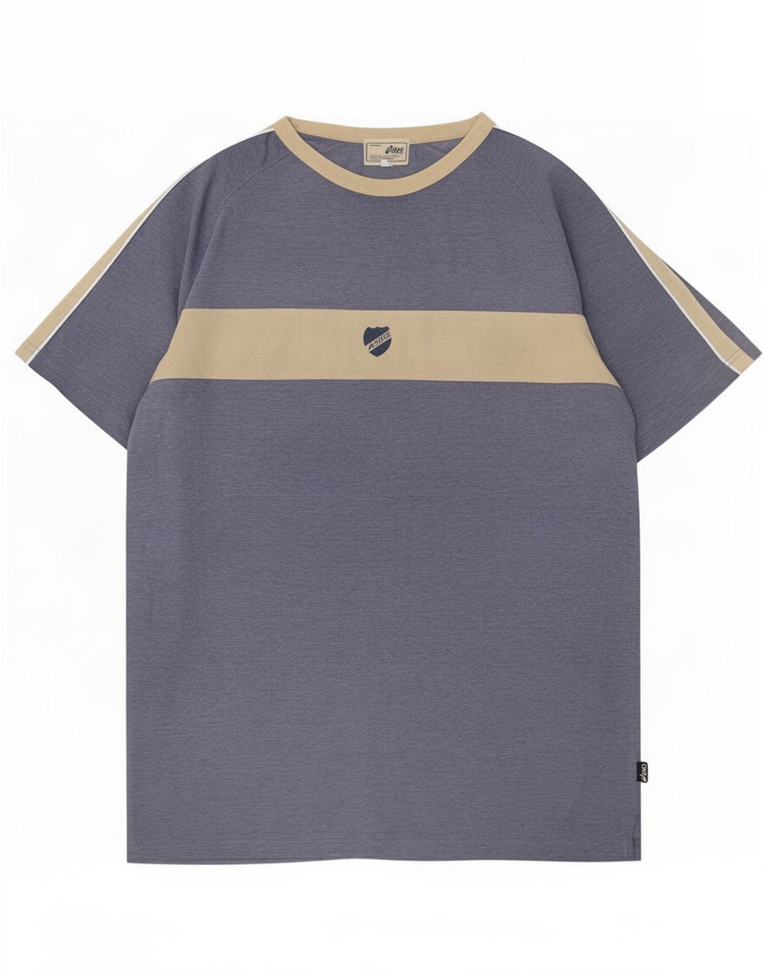 Asics Herre T-shirt Top Medium Blue Colourblock Bomuld