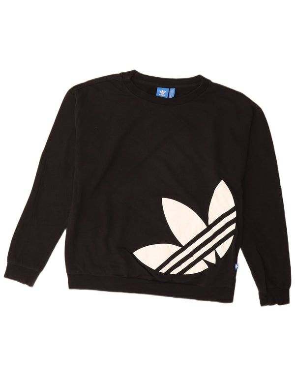 ADIDAS Graphic Sweatshirt Jumper UK 12 Medium Sort Bomuld