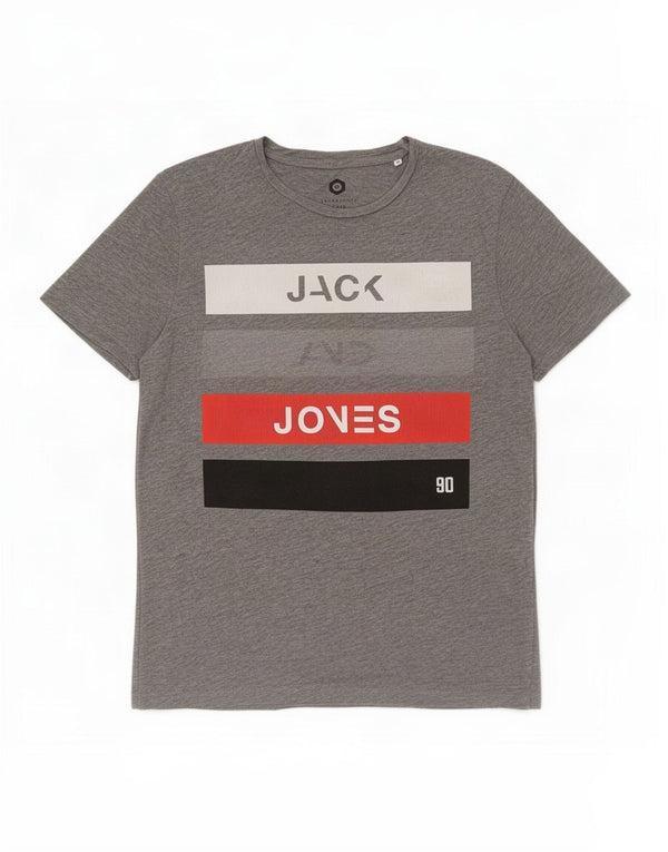 Jack & Jones Herre grafisk T-shirt Top Mellemgrå Colourblock Bomuld