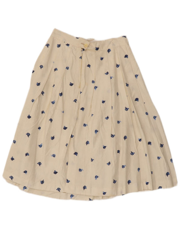 Vintage Womens A-Line Skirt W24 XS White Floral