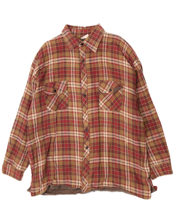 Vintage Herre Lumberjack Flanel Shirt Størrelse 46/48 2XL Burgundy Plaid Cotton