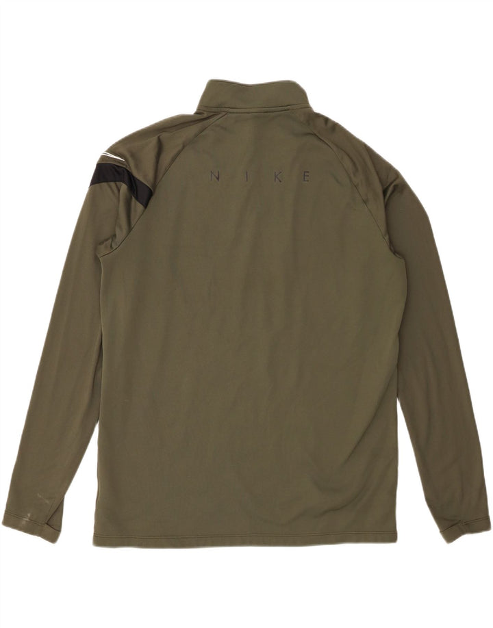 Nike Herre Dri Fit Pullover med lynlås-hals Træningsdragt Top Stor Khaki Polyester