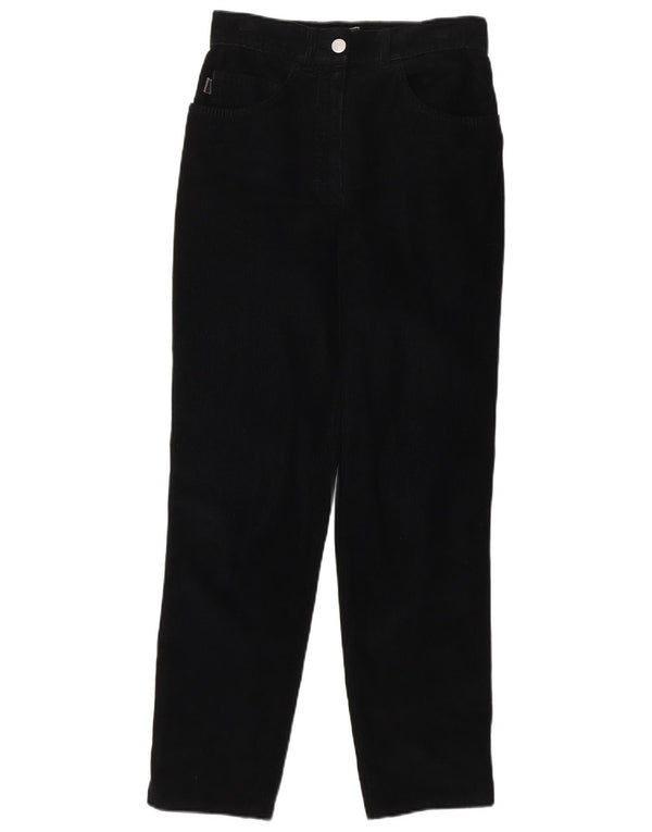Vintage Womens High Waist Corduroy Trousers IT 40 Small W26 L27 Black