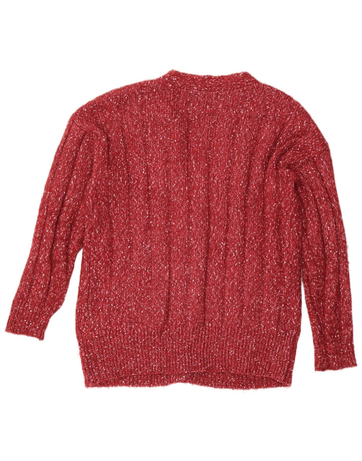 Marks & Spencer Dame oversized cardigan sweater UK 14 Medium Red Flecked