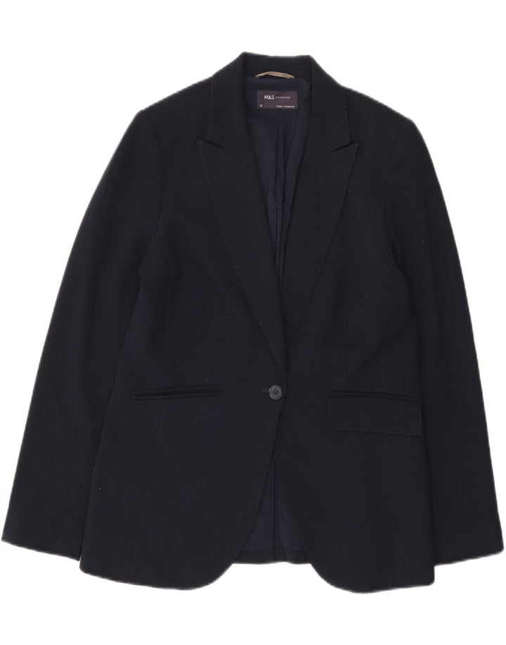 Marks & Spencer Dame 1-knaps blazerjakke UK 12 Medium Navy Blue