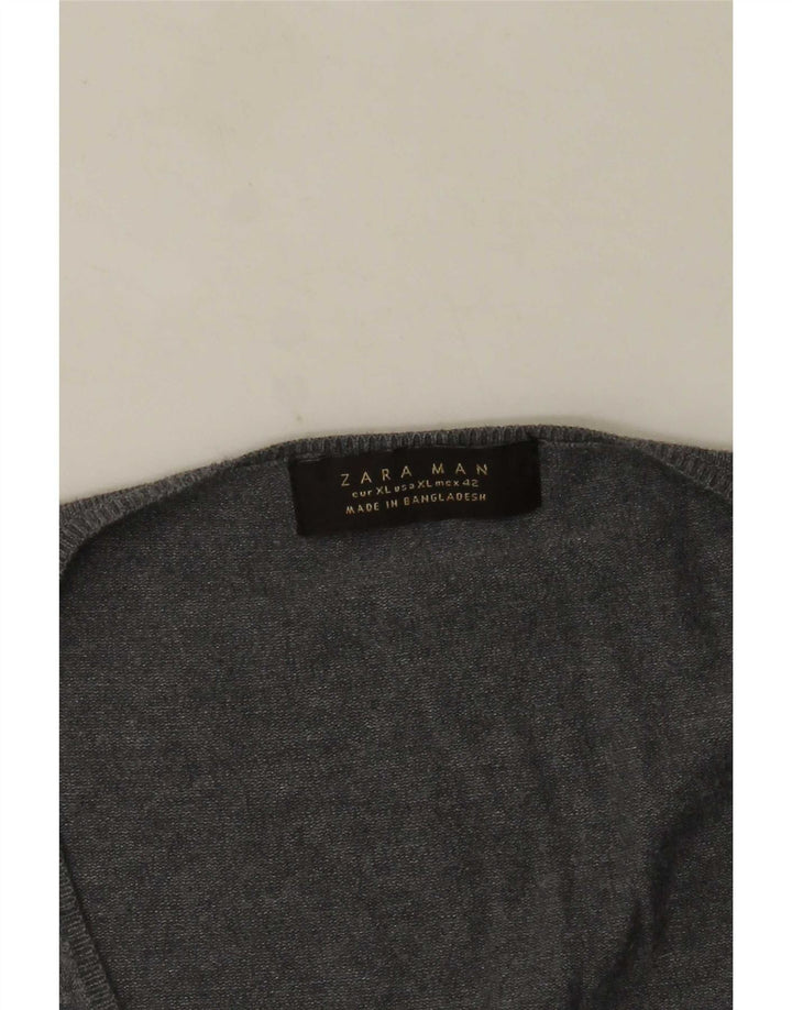 Zara Herre V-hals sweater XL Grå