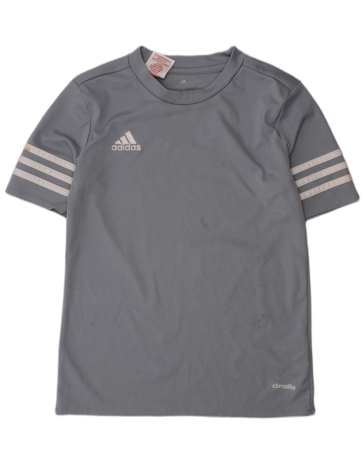 ADIDAS Boys Climalite T-Shirt Top 9-10 Years Medium  Blue Polyester