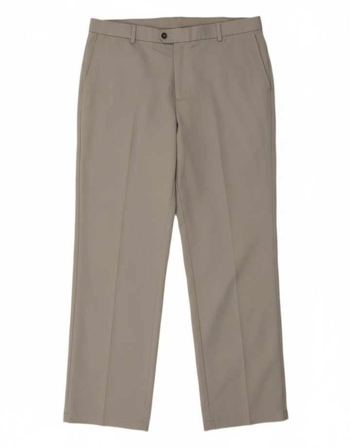 IZOD Mens Golf Straight Suit Trousers W40 L32 Grey Polyester