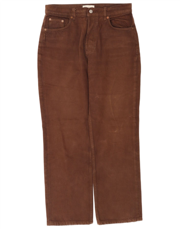 Zara Dame Højtaljede Straight Jeans EU 40 Medium W30 L28 Brun