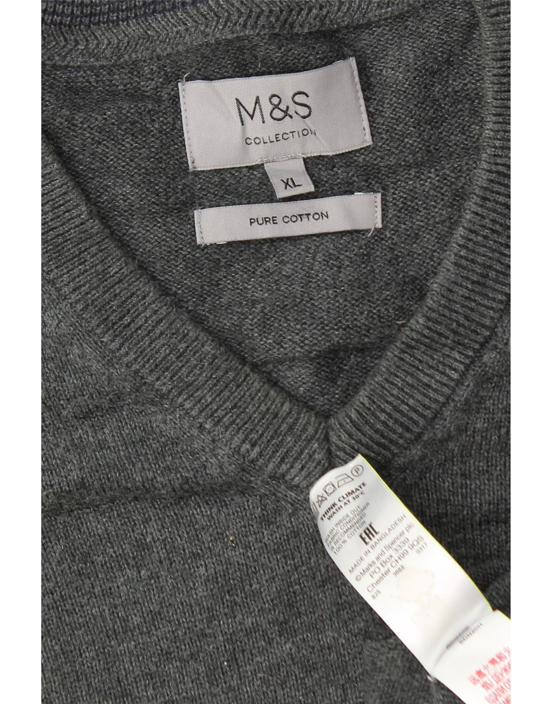Marks & Spencer Herre V-hals sweater XL Grå Bomuld
