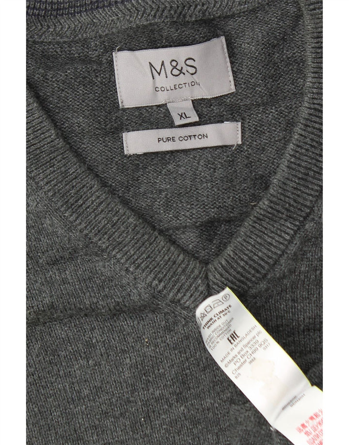 Marks & Spencer Herre V-hals sweater XL Grå Bomuld