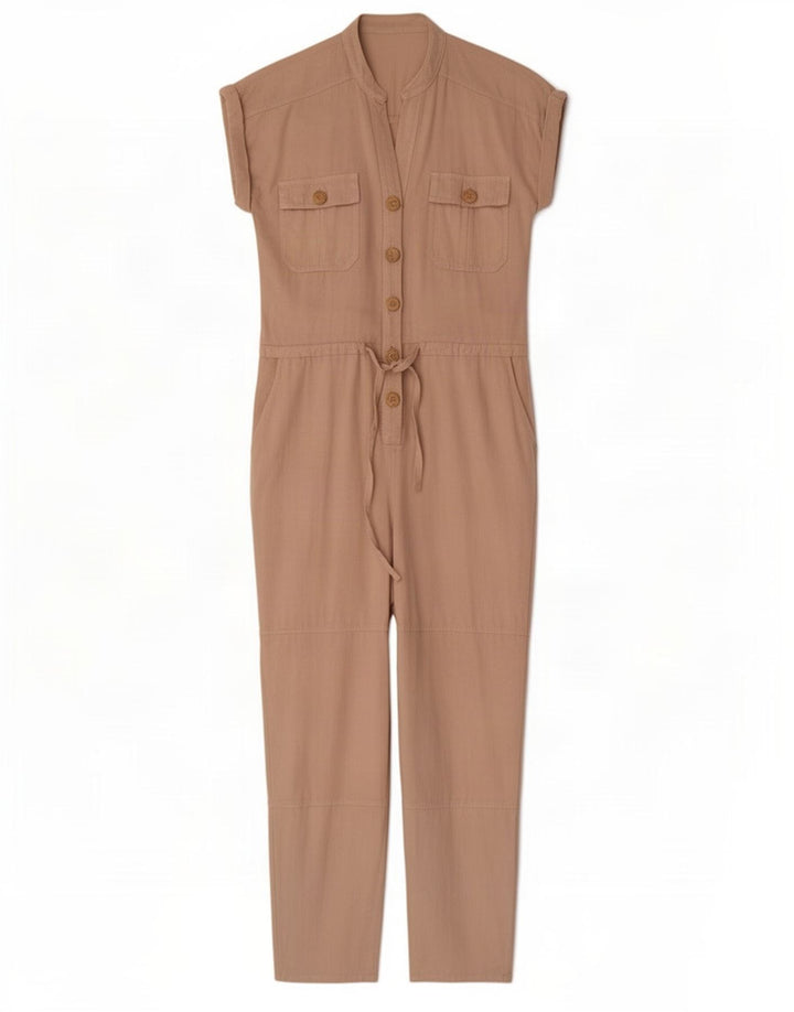 Zara Dame Jumpsuit UK 10 Small Beige Linen