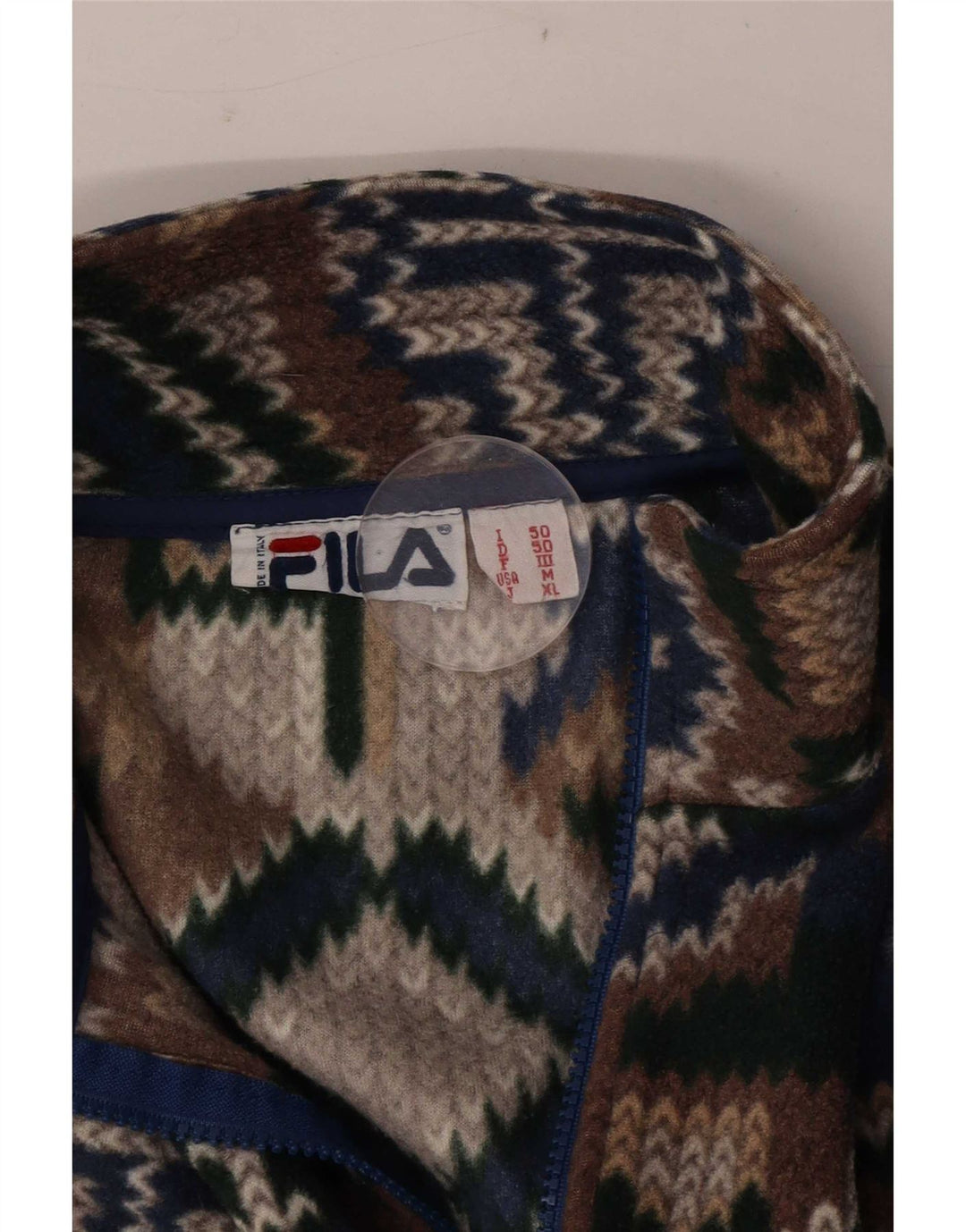 Fila Mens Loose Fit Fleece Jumper IT 50 Medium Multicoloured Geometric