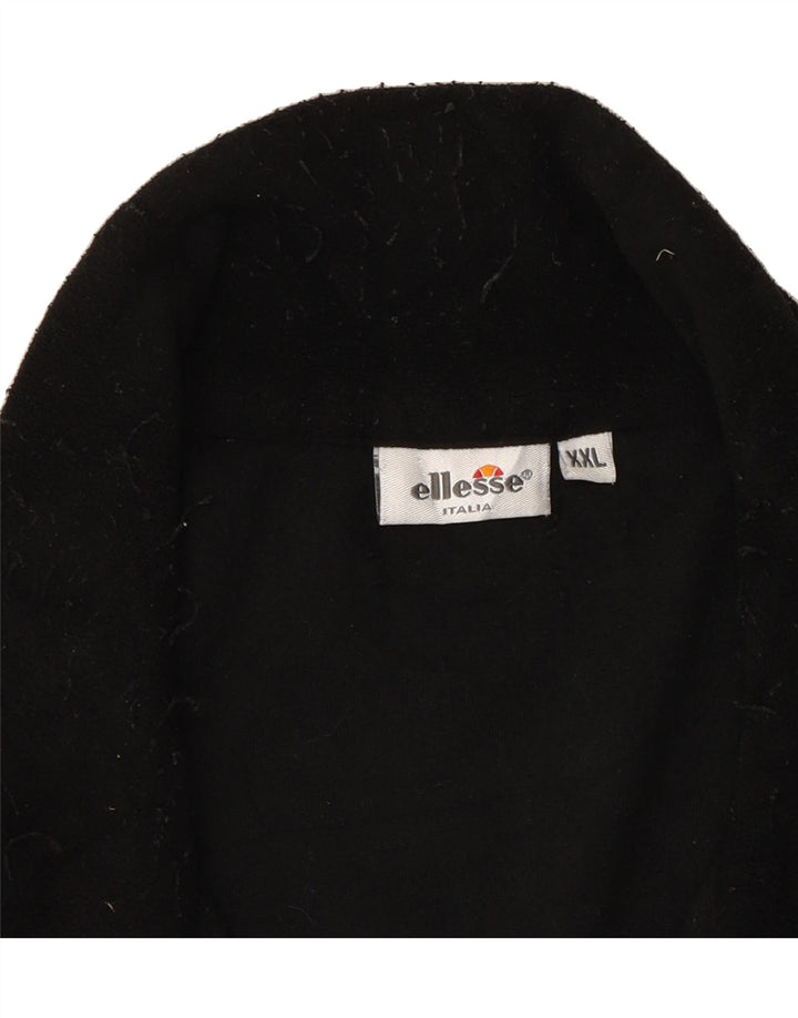 ELLESSE Mens Zip Neck Fleece Jumper 2XL Black Polyester Vintage Ellesse and Second-Hand Ellesse from Messina Hembry 