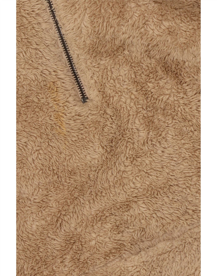 ZARA fleecetrøje med hætte til mænd, stor beige