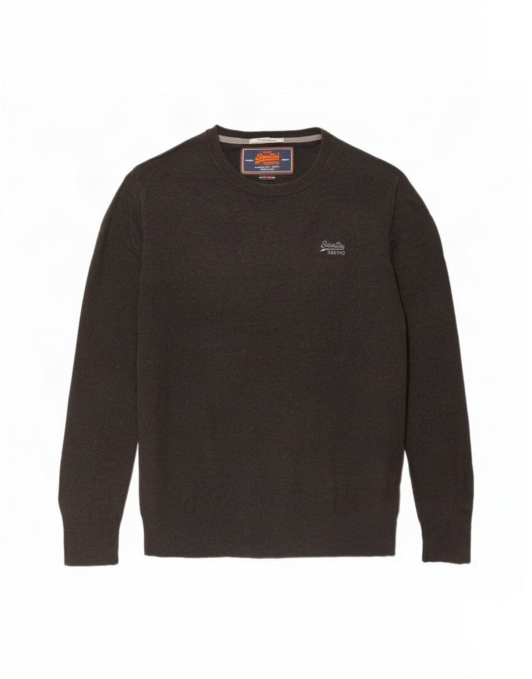 Superdry Sweater med rund hals til mænd Stor brun bomuld