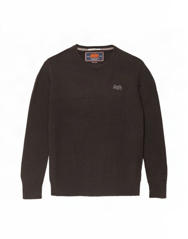 Superdry Sweater med rund hals til mænd Stor brun bomuld